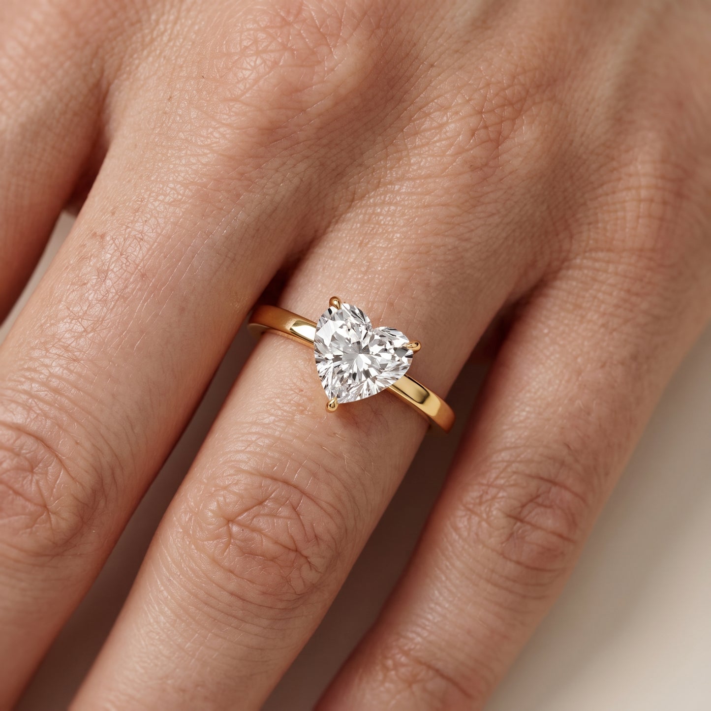 Kaia Solitaire Heart Diamond Ring in Yellow Gold - lifestyle.jpg