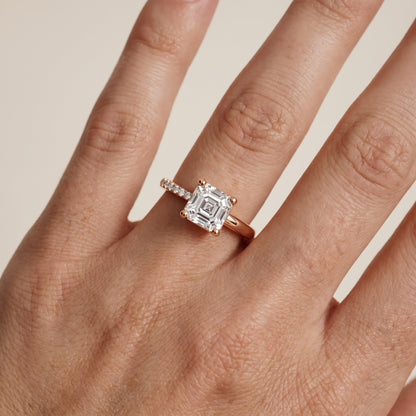 Rosie Solitaire Basket Asscher Diamond Engagement Ring in Rose Gold - lifestyle.jpg