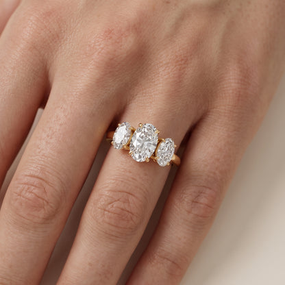 Lila Three-Stone Oval Diamond Ring in Yellow Gold - lifestyle.jpg