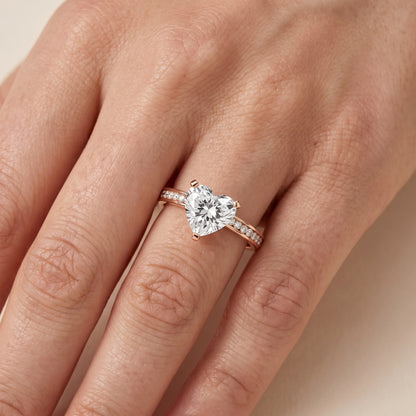 Tessa Solitaire Channel Set Heart Diamond Engagement Ring in Rose Gold - lifestyle.jpg
