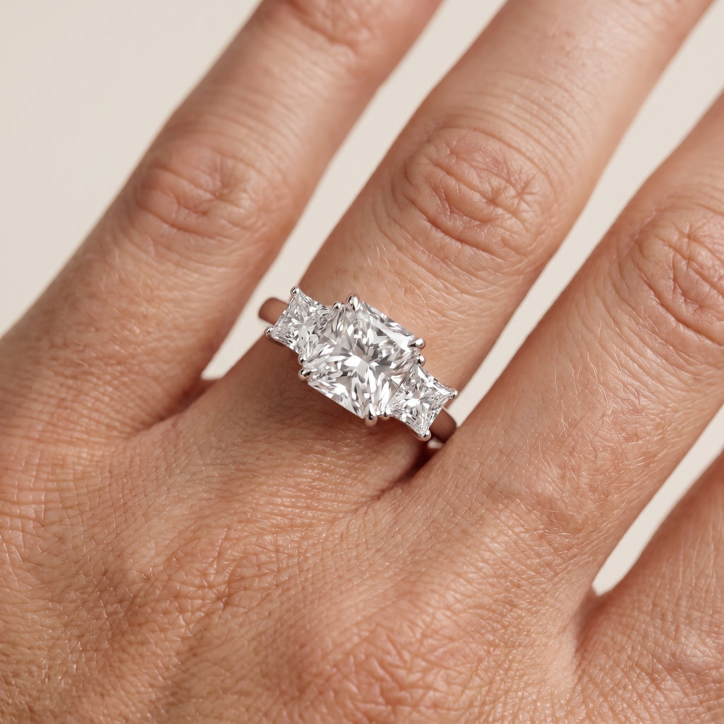 Sienna Three-Stone Radiant Diamond Ring in White Gold - lifestyle.jpg