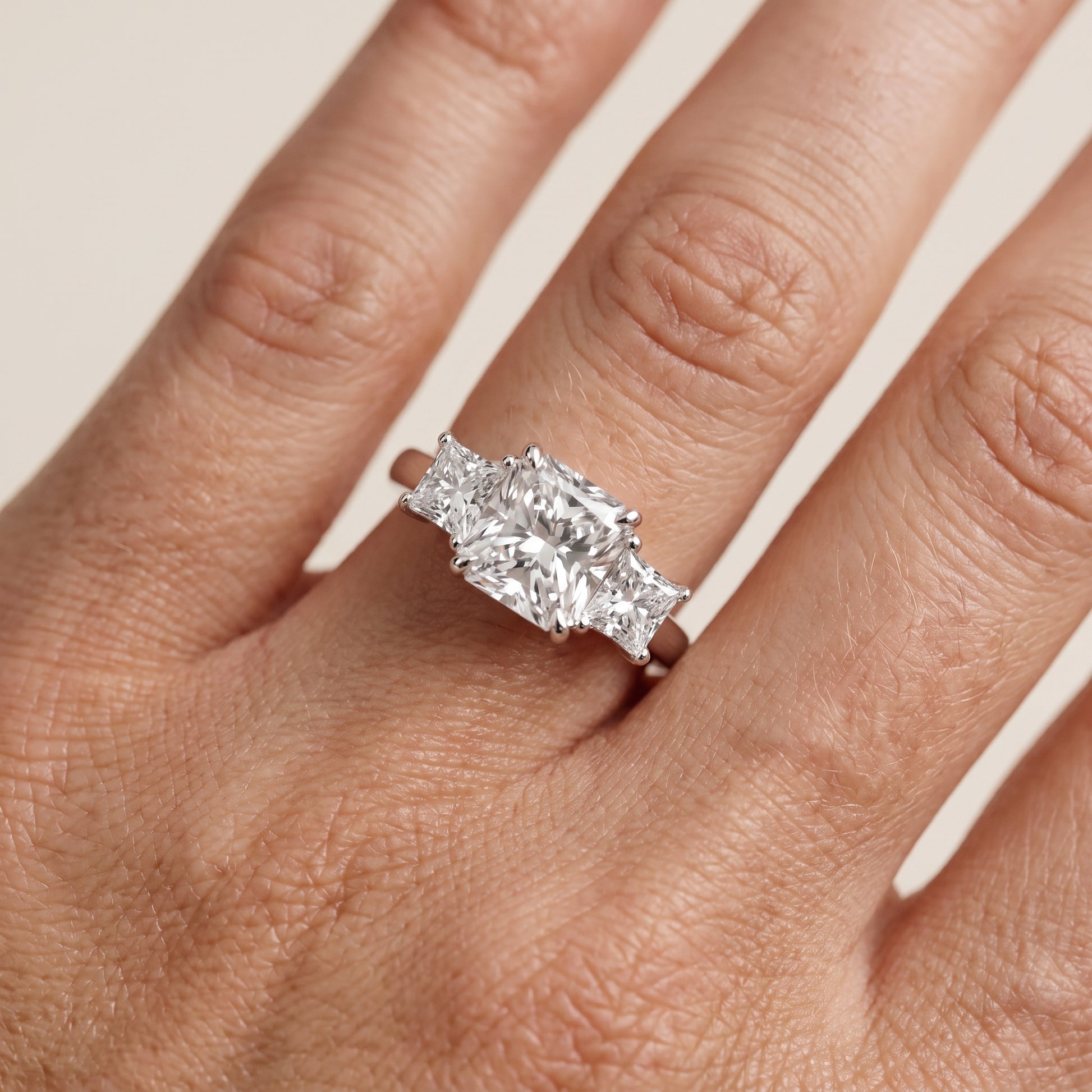 Sienna Three-Stone Radiant Diamond Ring in White Gold - lifestyle.jpg