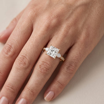 Mariana Pear-Side Three-Stone Princess Diamond Engagement Ring in Platinum - lifestyle.jpg