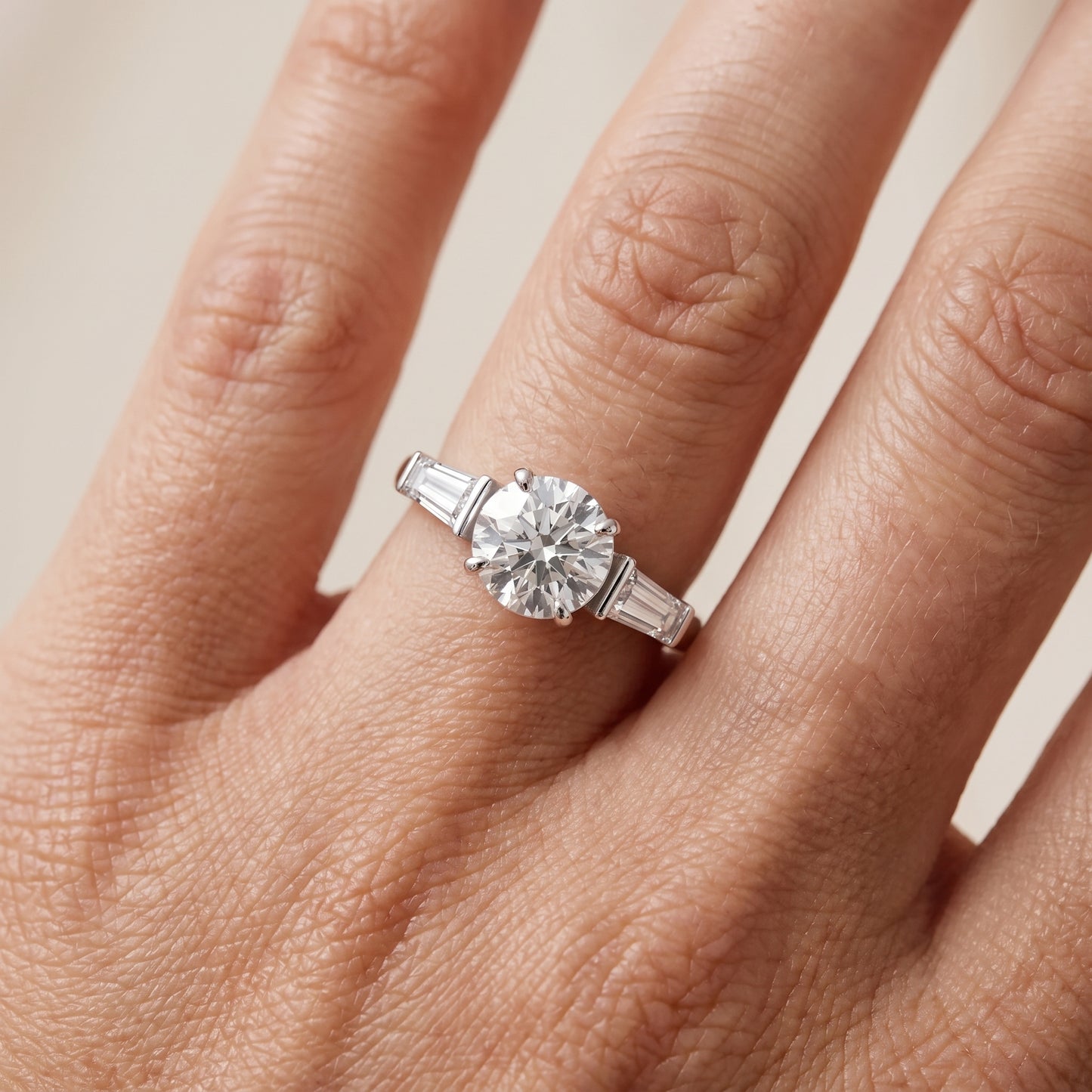 Layla Tapered Baguette Round Diamond Ring in Silver - lifestyle.jpg