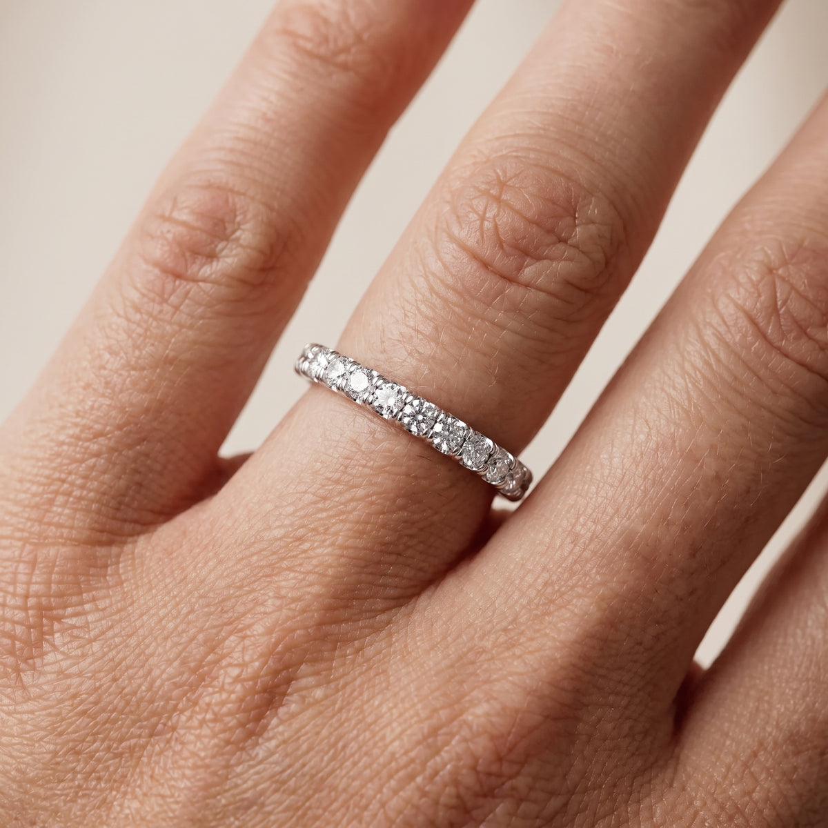 Margaret French Pavé Round Diamond Eternity Band in Platinum - lifestyle.jpg