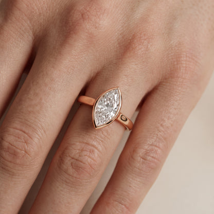 Jolie Bezel Solitaire Marquise Diamond Engagement Ring in Rose Gold - lifestyle.jpg