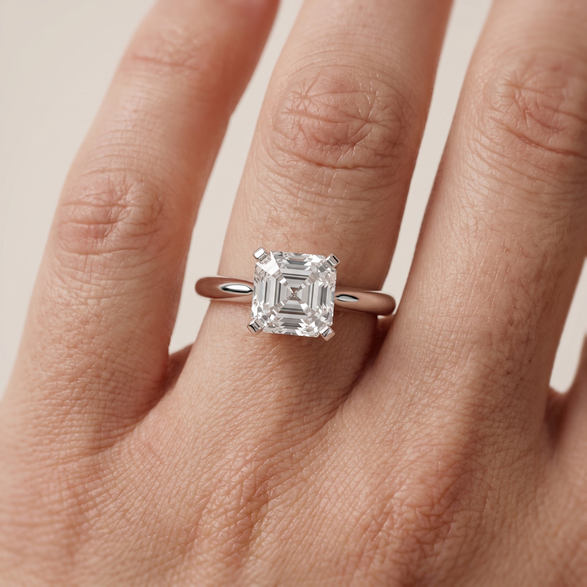 Amira Six-Prong Solitaire Asscher Diamond Engagement Ring in Silver - lifestyle.jpg