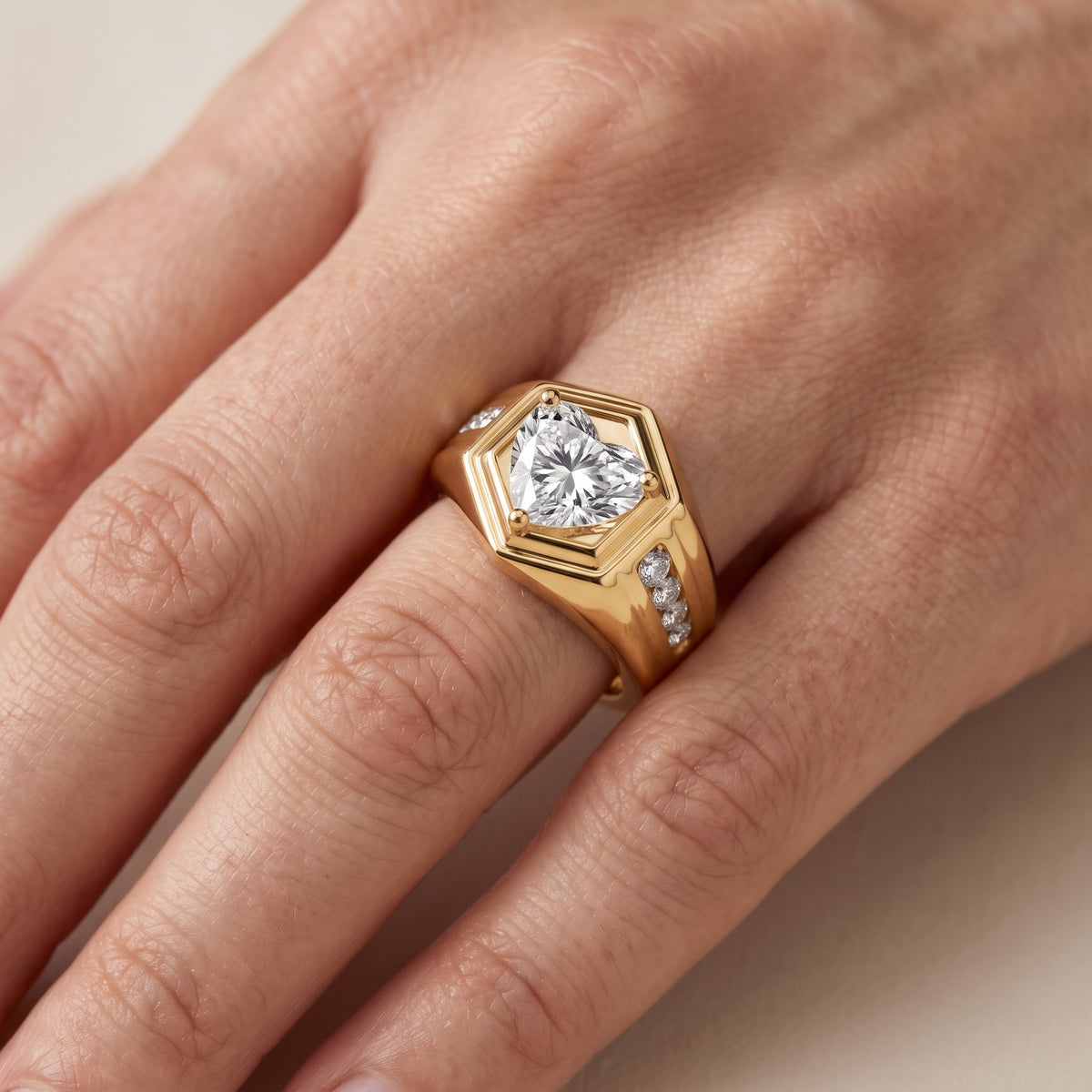 Cody Statement Channel Set Heart Diamond Engagement Ring in Yellow Gold - lifestyle.jpg