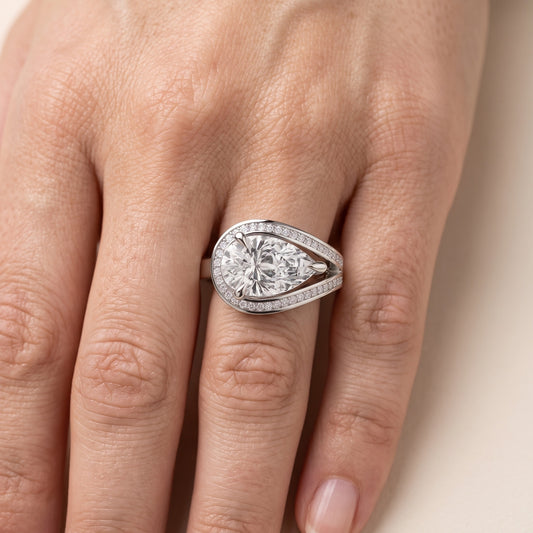 Ellery East-West Split Shank Pear Diamond Engagement Ring in White Gold - lifestyle.jpg