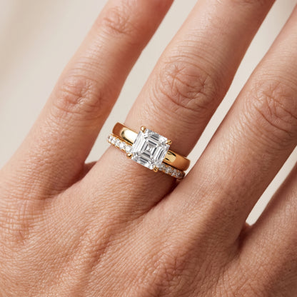 Veda Split Shank Pavé Asscher Diamond Engagement Ring in Yellow Gold - lifestyle.jpg