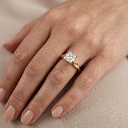 Lauretta Leaf Solitaire Princess Diamond Engagement Ring in White Gold - lifestyle.jpg