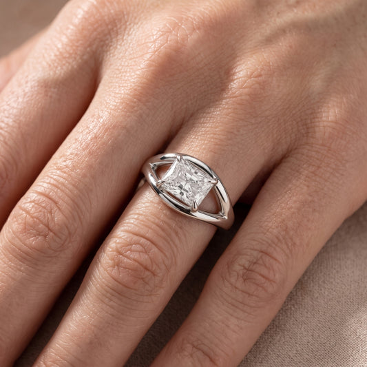 Madeleine Split Shank Radiant Diamond Engagement Ring in Platinum - lifestyle.jpg