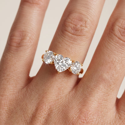 Esme Three-Stone Tapered Heart Diamond Ring in Yellow Gold - lifestyle.jpg