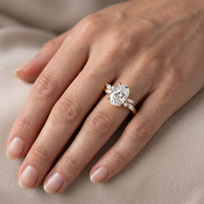 Morgan Baguette Cluster Oval Diamond Engagement Ring in Rose Gold - lifestyle.jpg