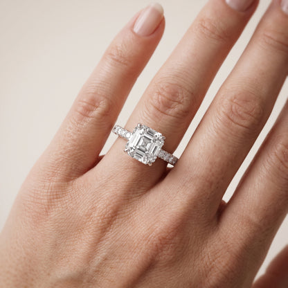Gia Hidden Halo Pavé Asscher Diamond Ring in Platinum - lifestyle.jpg