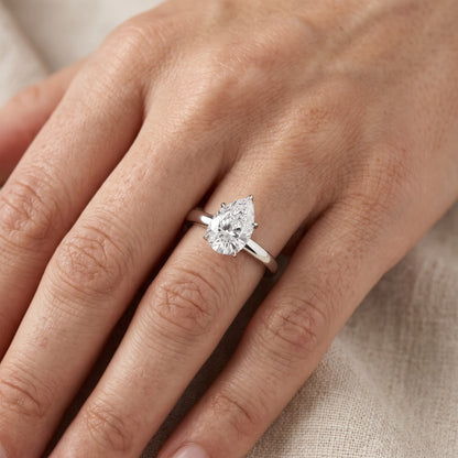 Serena Blossom Solitaire Pear Diamond Engagement Ring in White Gold - lifestyle.jpg