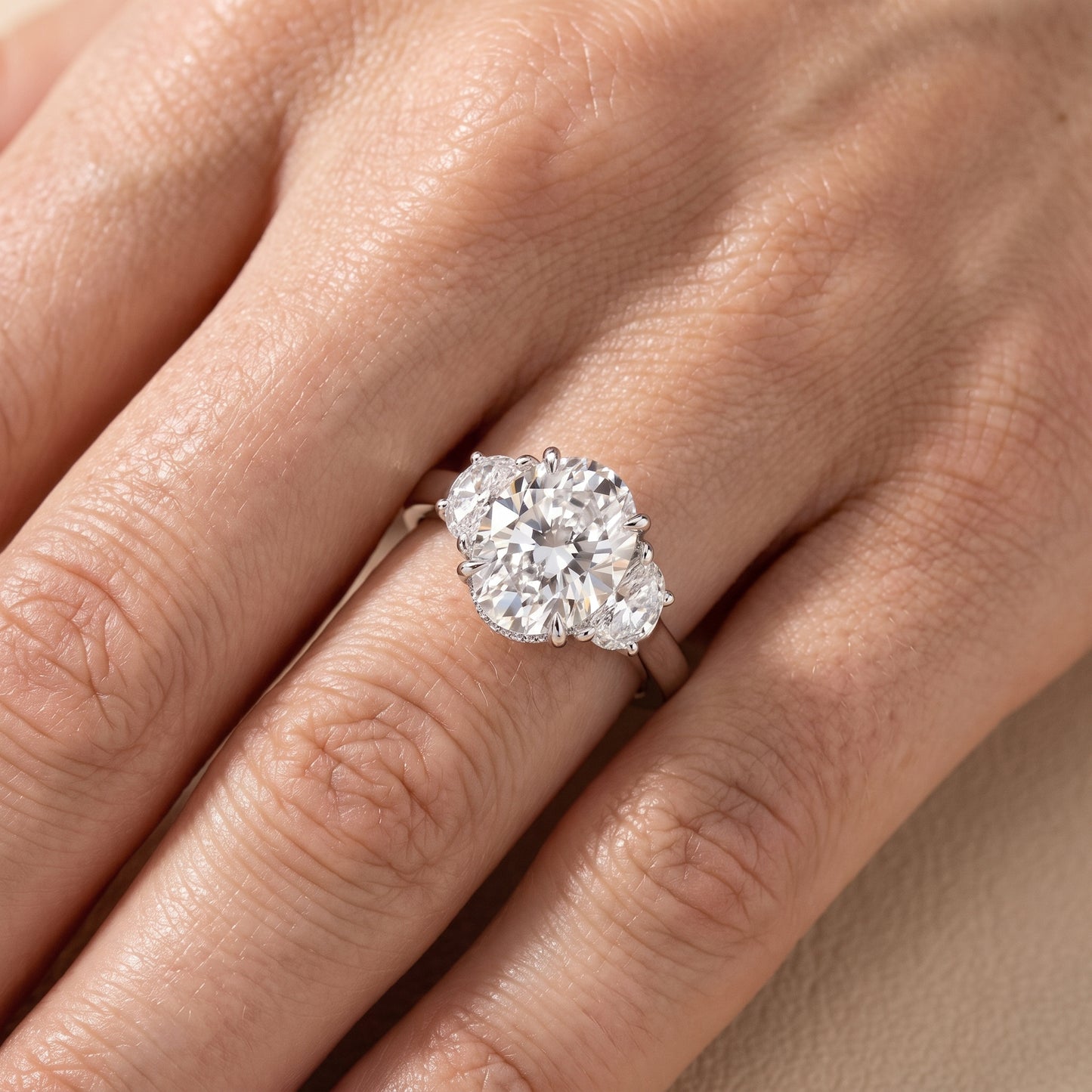 Romy Three-Stone Oval Diamond Engagement Ring in Silver - lifestyle.jpg