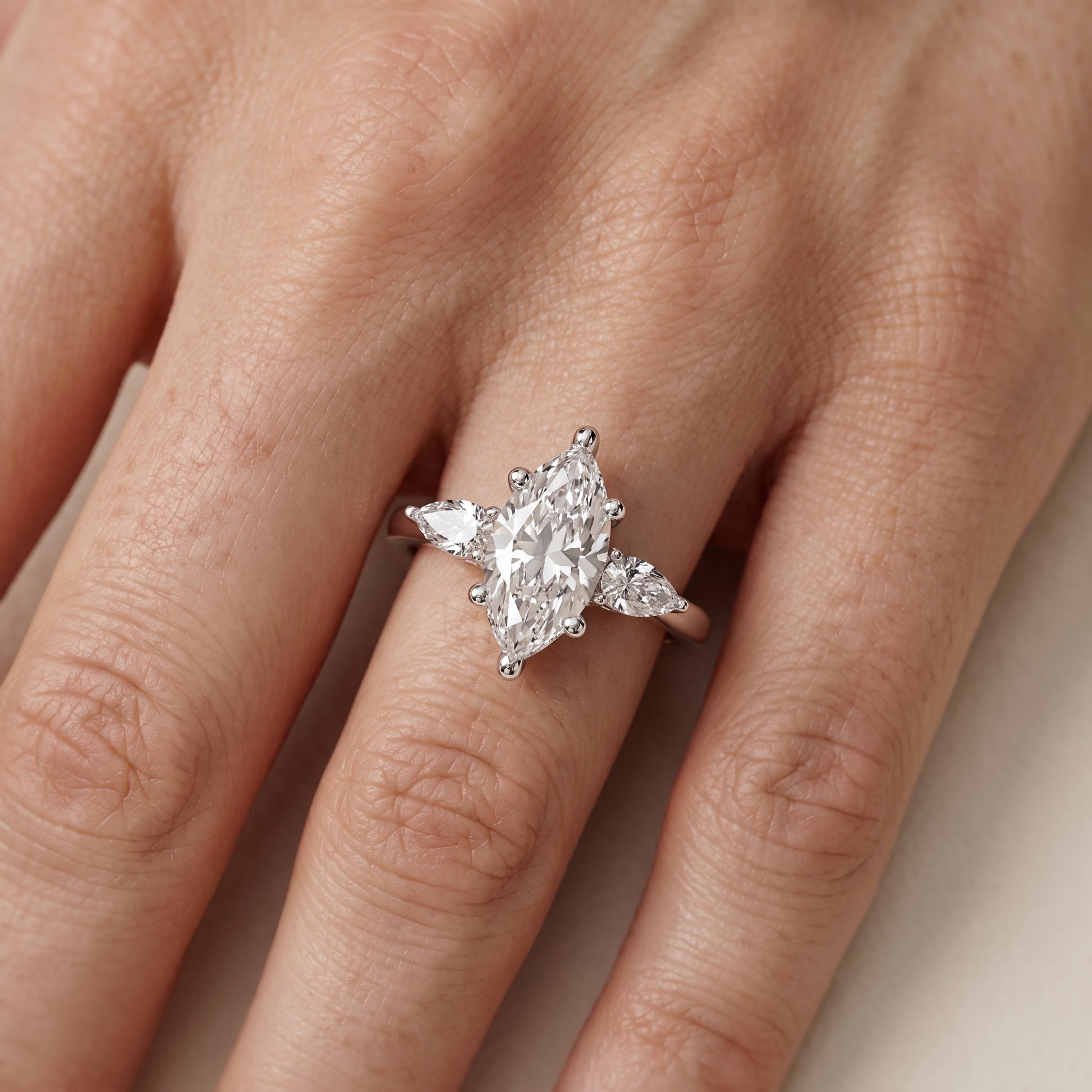 Faye Three-Stone Trellis Marquise Diamond Ring in White Gold - lifestyle.jpg