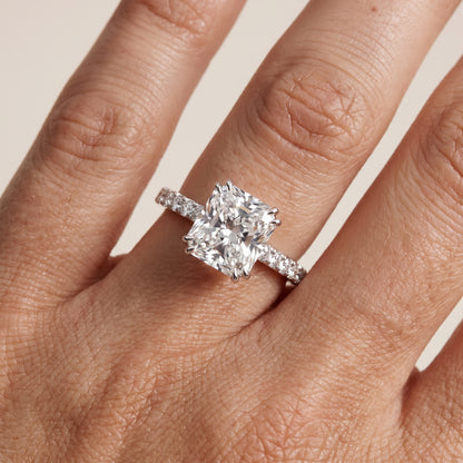 Novara Solitaire Pavé Radiant Diamond Ring in Silver - lifestyle.jpg