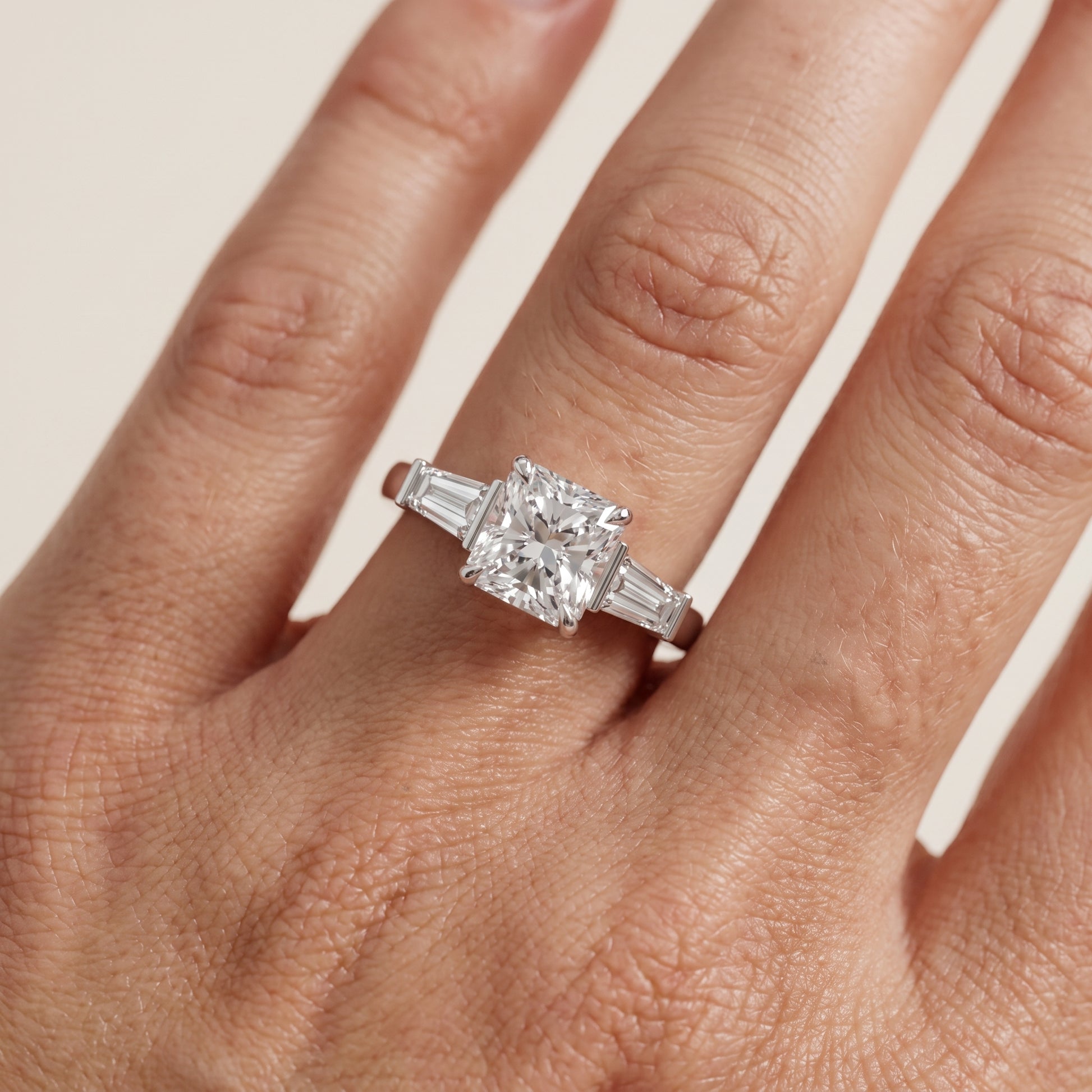 Zelda Tapered Baguette Radiant Diamond Engagement Ring in Silver - lifestyle.jpg