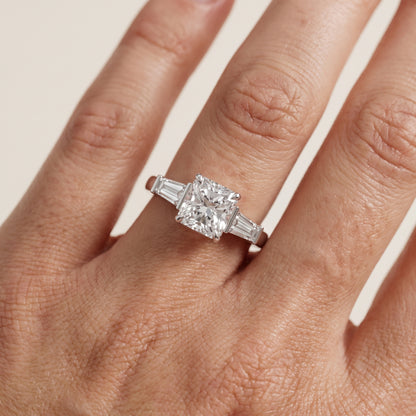 Zelda Tapered Baguette Radiant Diamond Engagement Ring in Silver - lifestyle.jpg
