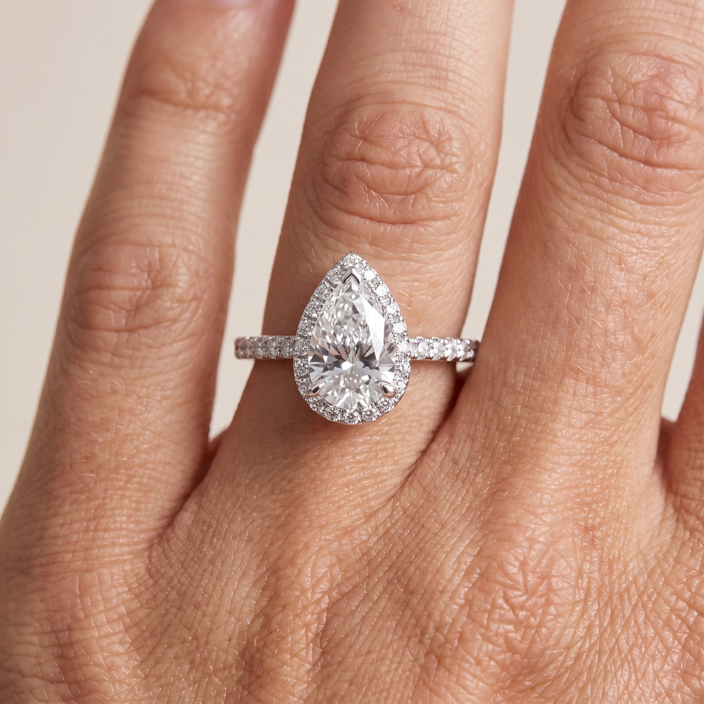 Willa Halo Micropavé Pear Diamond Engagement Ring in Platinum - lifestyle.jpg