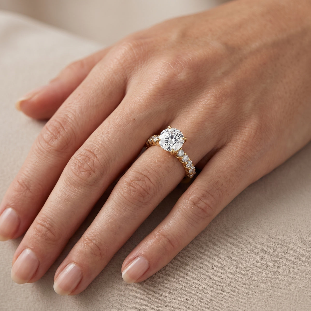 Heloise Statement Pavé Round Diamond Engagement Ring in Platinum - lifestyle.jpg