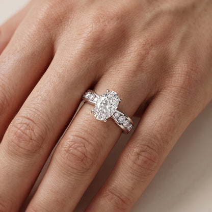 Noor Channel Set Sidestone Oval Diamond Engagement Ring in White Gold - lifestyle.jpg