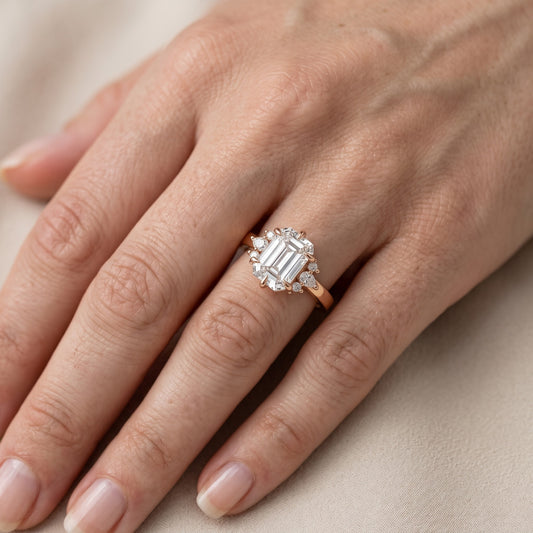 Josie Sidestone Emerald Diamond Engagement Ring in Rose Gold - lifestyle.jpg