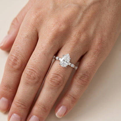 Elena Radiance Solitaire Pear Diamond Engagement Ring in Silver - lifestyle.jpg