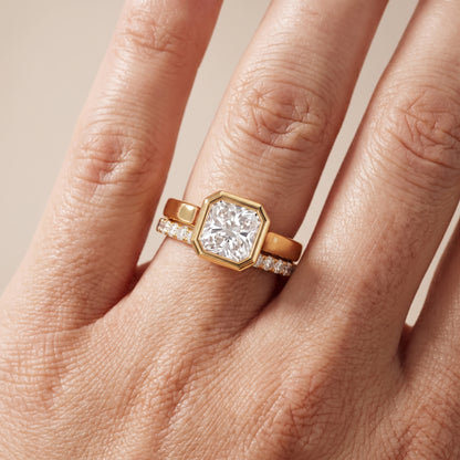 Ayla Bezel Bypass Radiant Diamond Ring in Yellow Gold - lifestyle.jpg