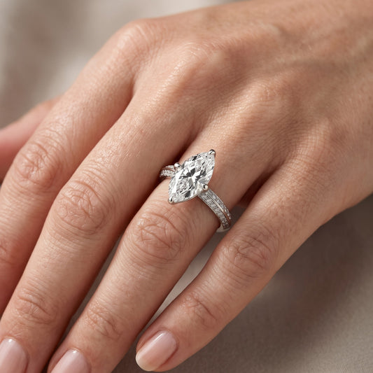 Meredith Knife Edge Pavé Marquise Diamond Engagement Ring in Platinum - lifestyle.jpg