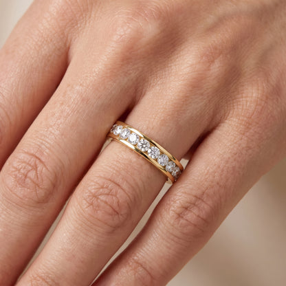 Catherine Channel Set Round Diamond Eternity Band in Yellow Gold - lifestyle.jpg
