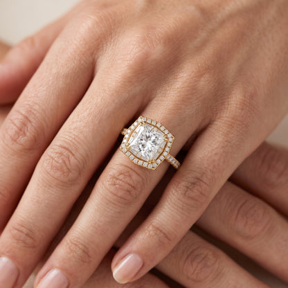 Janelle Double Halo Pavé Princess Diamond Engagement Ring in Rose Gold - lifestyle.jpg