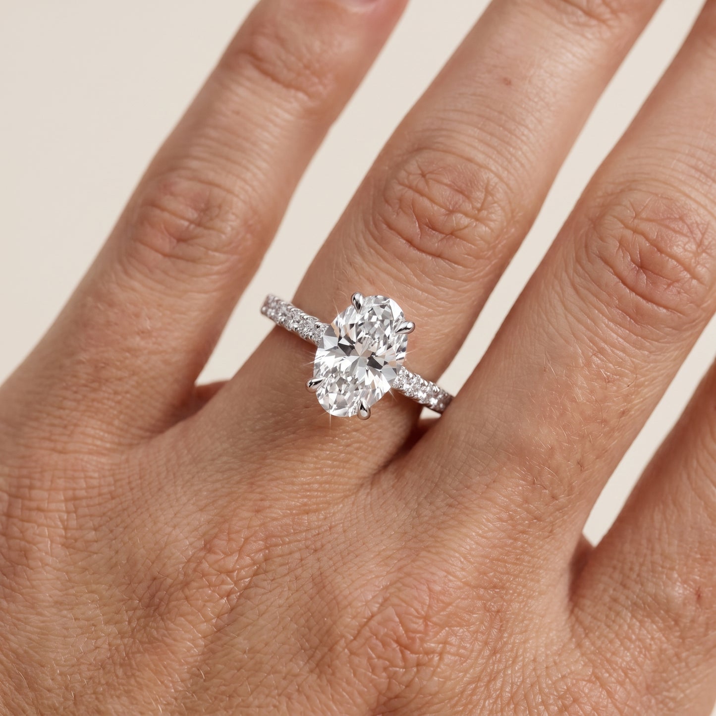 Maya Hidden Halo Pavé Oval Diamond Engagement Ring in Silver - lifestyle.jpg