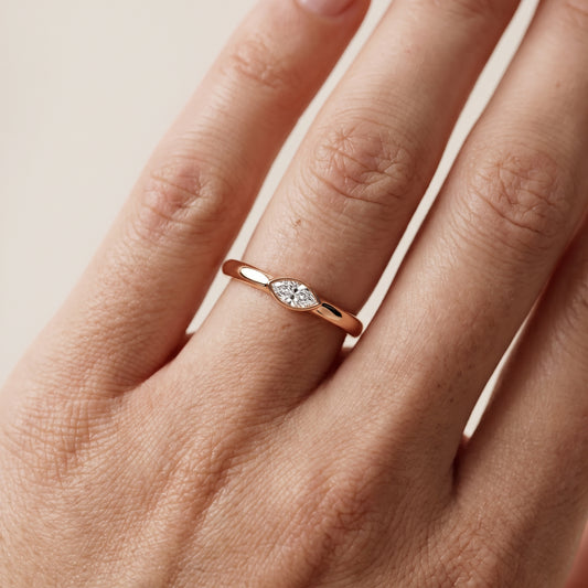Renee Bezel Marquise Diamond Wedding Band in Rose Gold - lifestyle.jpg