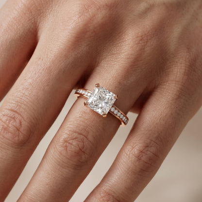 Tessa Solitaire Channel Set Radiant Diamond Engagement Ring in Rose Gold - lifestyle.jpg