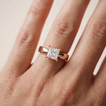 Talia Solitaire Twist Princess Diamond Engagement Ring in Rose Gold - lifestyle.jpg