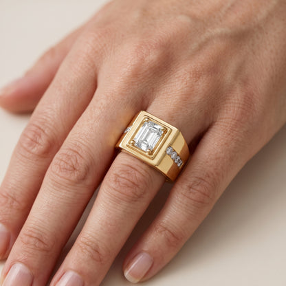Orem Wide Band Channel Set Emerald Diamond Engagement Ring in White Gold - lifestyle.jpg