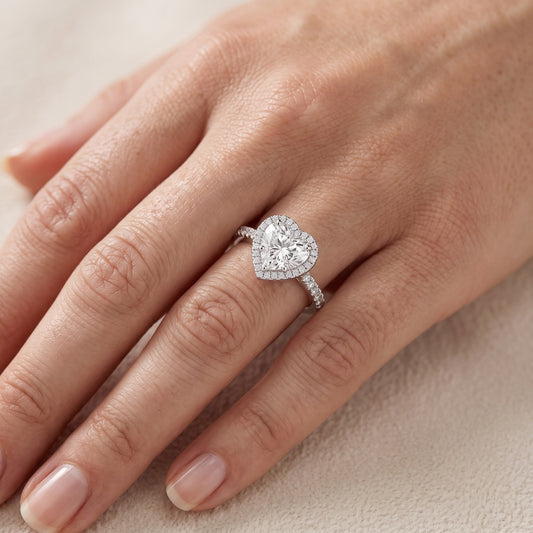 Mabel Halo French Pavé Heart Diamond Engagement Ring in Platinum - lifestyle.jpg