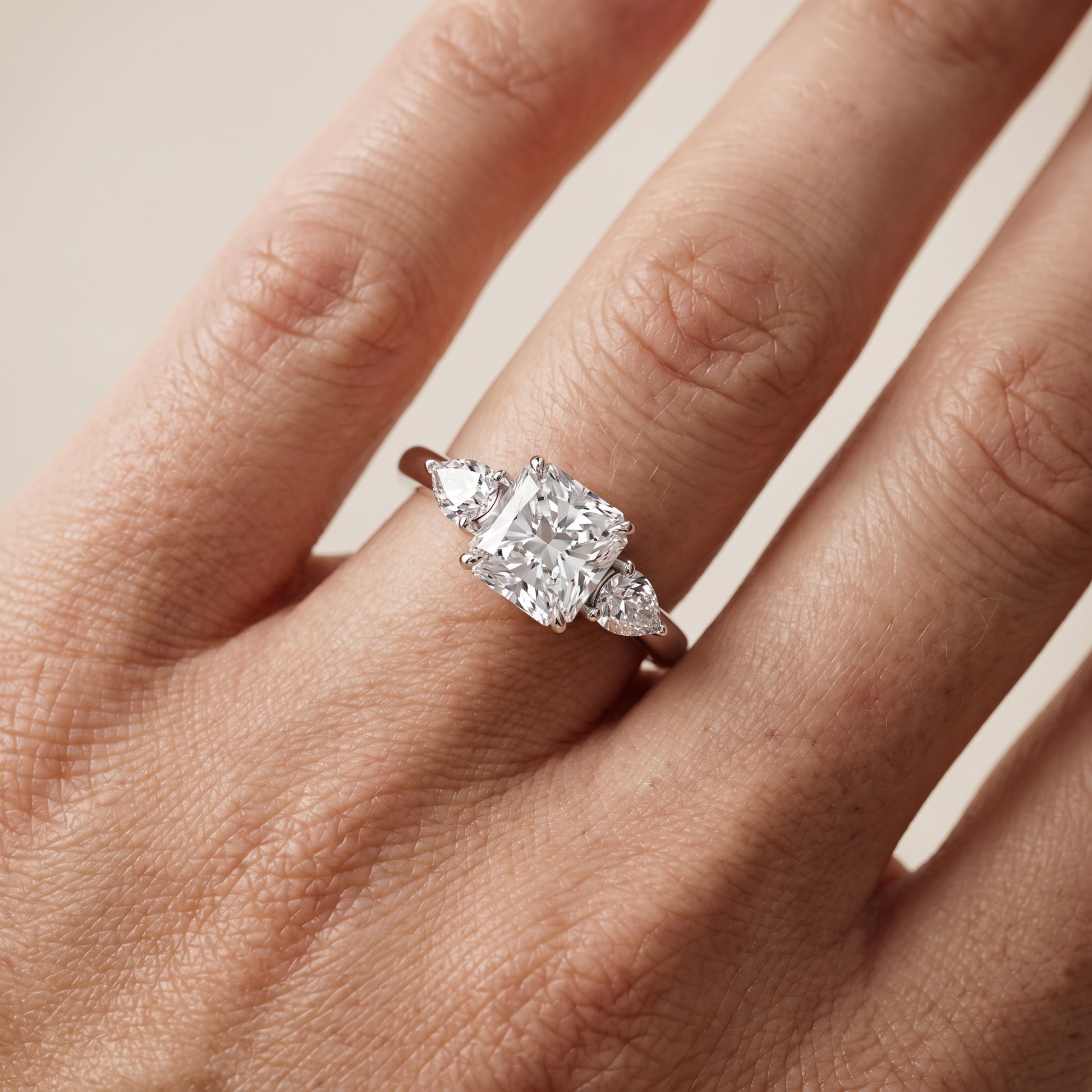 Phoebe Three-Stone Radiant Diamond Ring in Platinum - lifestyle.jpg