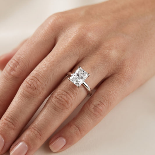 Maisie Four Prong Solitaire Radiant Diamond Engagement Ring in Platinum - lifestyle.jpg
