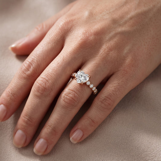 Piper Sidestone Heart Diamond Engagement Ring in Rose Gold - lifestyle.jpg