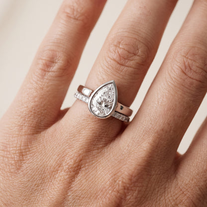 Ayla Bezel Bypass Pear Diamond Ring in White Gold - lifestyle.jpg