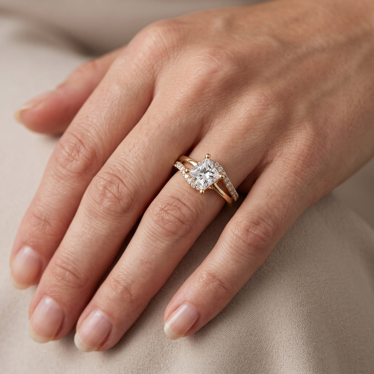 Stowe Bypass Pavé Princess Diamond Engagement Ring in Silver - lifestyle.jpg