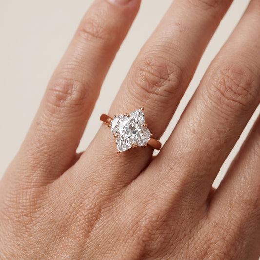 Romy Three-Stone Marquise Diamond Engagement Ring in Rose Gold - lifestyle.jpg