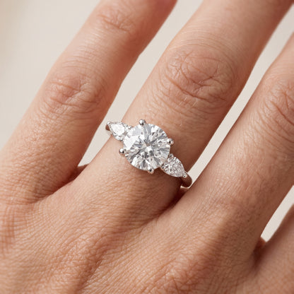 Faye Three-Stone Trellis Round Diamond Ring in Platinum - lifestyle.jpg