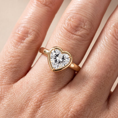 Alina Bezel Solitaire Heart Diamond Ring in Yellow Gold - lifestyle.jpg