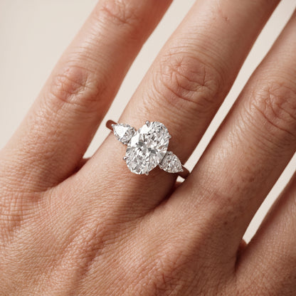 Phoebe Three-Stone Oval Diamond Ring in Silver - lifestyle.jpg
