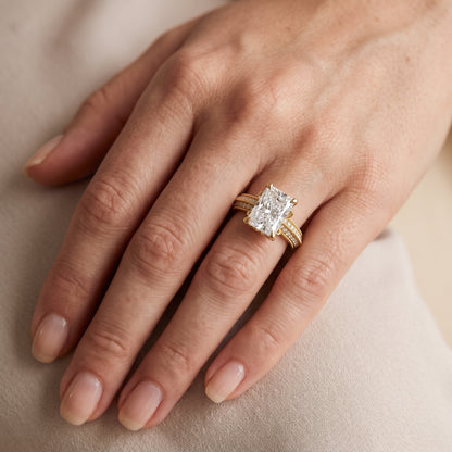 Chiara Vintage Milgrain Radiant Diamond Engagement Ring in Yellow Gold - lifestyle.jpg